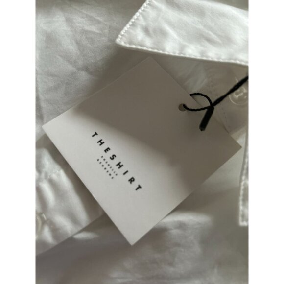 The Shirt Rochelle Behrens The Boyfriend Shirt White Metal studs chest pocket- S - Picture 8 of 8